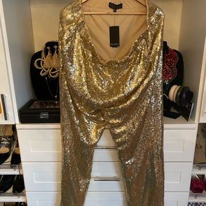 Gold Sequin Bell Bottom-NEW